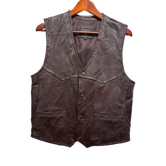 Boutique of Leathers Brown Patchwork Leather Vest Size 38 Medium - Picture 2 of 14